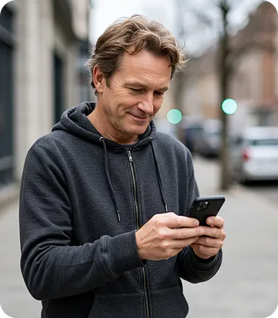 bloom mind man using smartphone